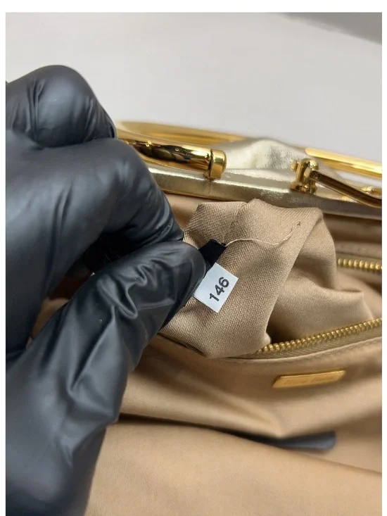 Miu Miu gold calfskin handbag with gold hardware - Picture 9 of 12